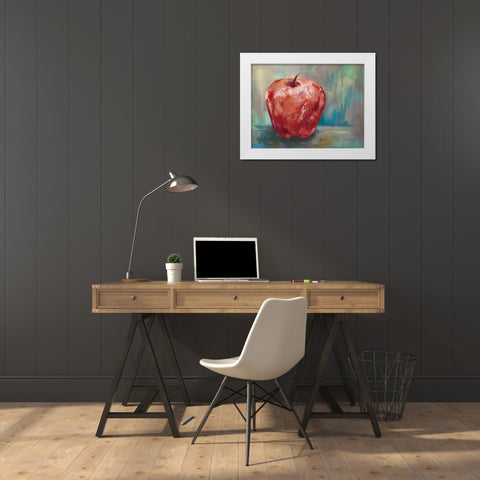 Red Apple Crop White Modern Wood Framed Art Print by Vertentes, Jeanette