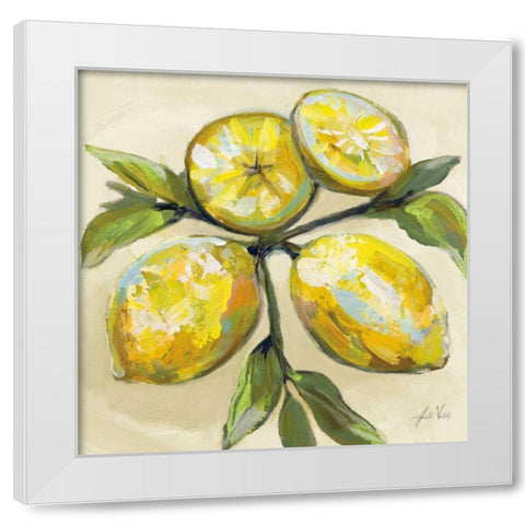 Lemons on Cream White Modern Wood Framed Art Print by Vertentes, Jeanette