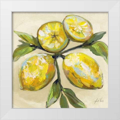 Lemons on Cream White Modern Wood Framed Art Print by Vertentes, Jeanette