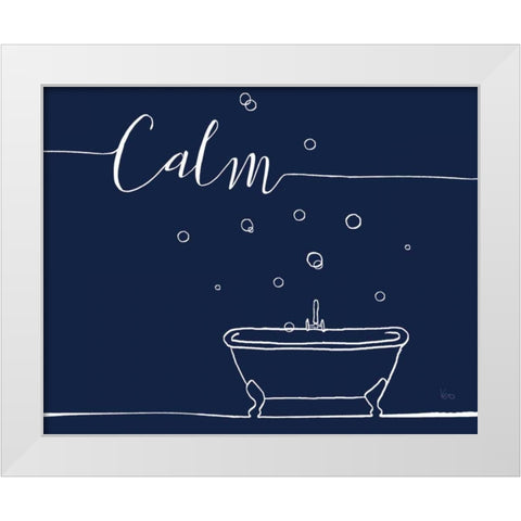 Underlined Bath VI Navy White Modern Wood Framed Art Print by Charron, Veronique