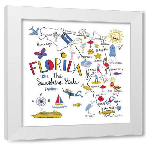 Florida White Modern Wood Framed Art Print by Zaman, Farida