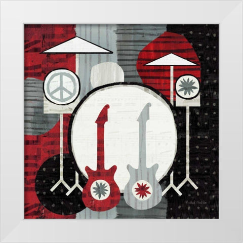 Rock N Roll Drums White Modern Wood Framed Art Print by Mullan, Michael