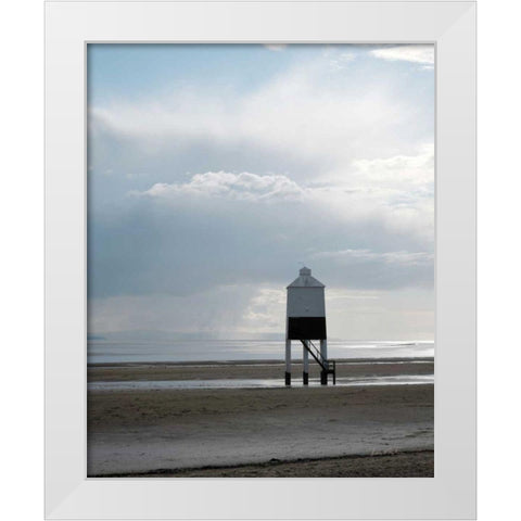 Morning Beach White Modern Wood Framed Art Print by Eichman, Andre