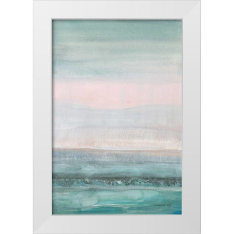 Pastel Seascape White Modern Wood Framed Art Print by Nai, Danhui