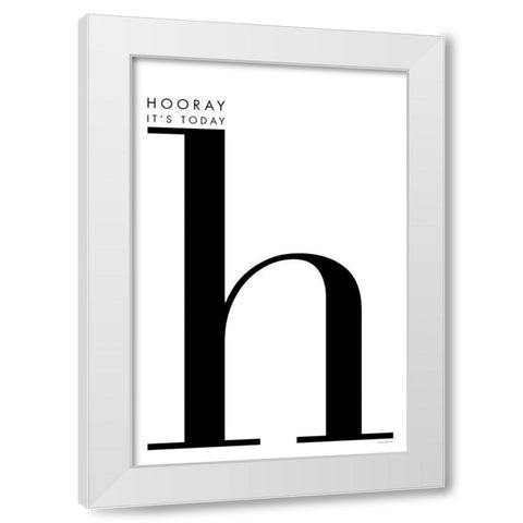 Hooray for H on White White Modern Wood Framed Art Print by Charro, Mercedes Lopez