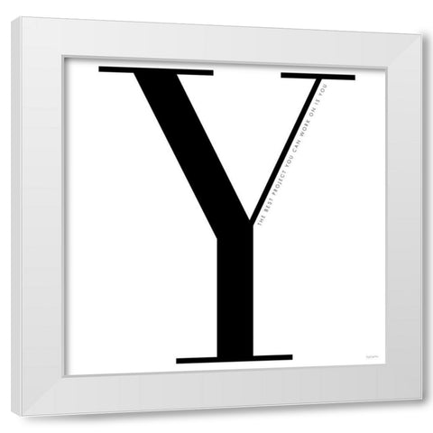 Y is for You on White White Modern Wood Framed Art Print by Charro, Mercedes Lopez