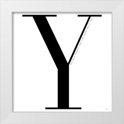 Y is for You on White White Modern Wood Framed Art Print by Charro, Mercedes Lopez