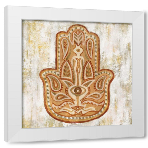 Hamsa White Modern Wood Framed Art Print by Vassileva, Silvia