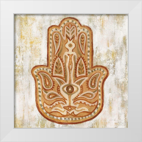 Hamsa White Modern Wood Framed Art Print by Vassileva, Silvia