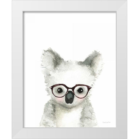 Koala in Glasses White Modern Wood Framed Art Print by Charro, Mercedes Lopez