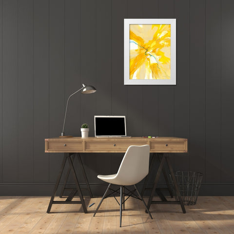 Sunburst White Modern Wood Framed Art Print by Nai, Danhui