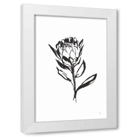 Line Protea II White Modern Wood Framed Art Print by Paschke, Chris