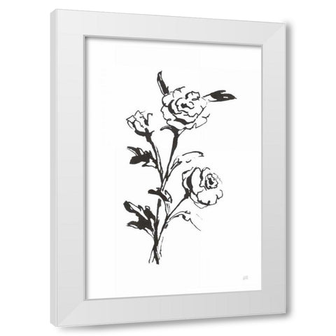 Line Ranunculus II White Modern Wood Framed Art Print by Paschke, Chris