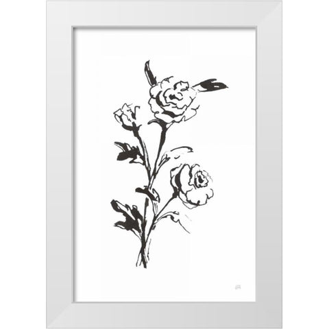 Line Ranunculus II White Modern Wood Framed Art Print by Paschke, Chris