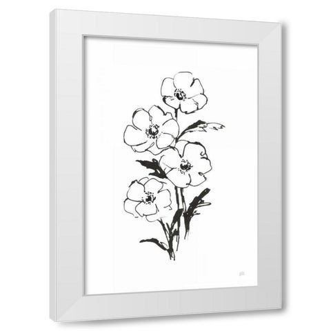 Line Anemone I White Modern Wood Framed Art Print by Paschke, Chris