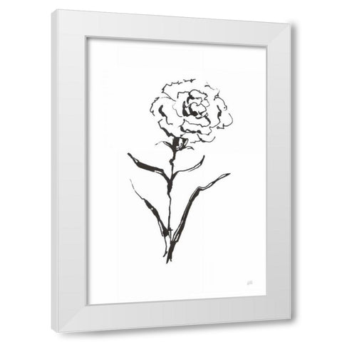 Line Carnation I White Modern Wood Framed Art Print by Paschke, Chris