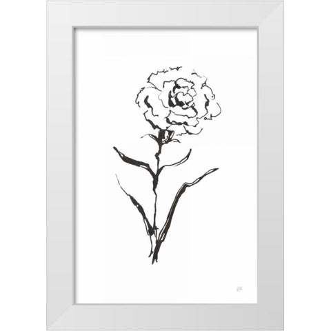 Line Carnation I White Modern Wood Framed Art Print by Paschke, Chris