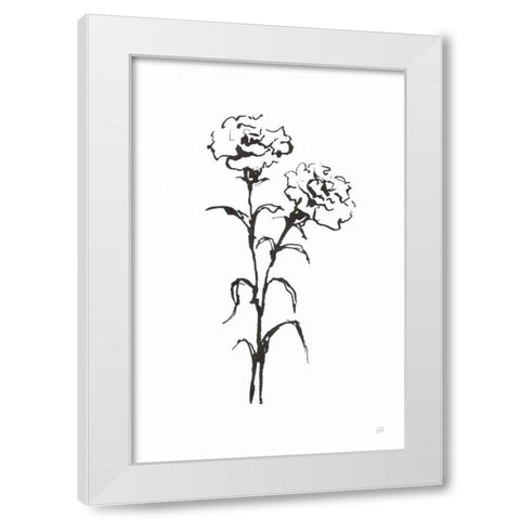 Line Carnation II White Modern Wood Framed Art Print by Paschke, Chris