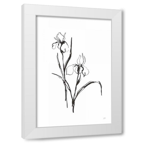Line Iris III White Modern Wood Framed Art Print by Paschke, Chris