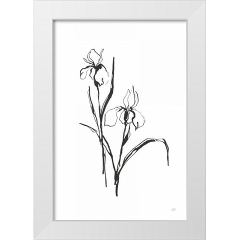 Line Iris III White Modern Wood Framed Art Print by Paschke, Chris