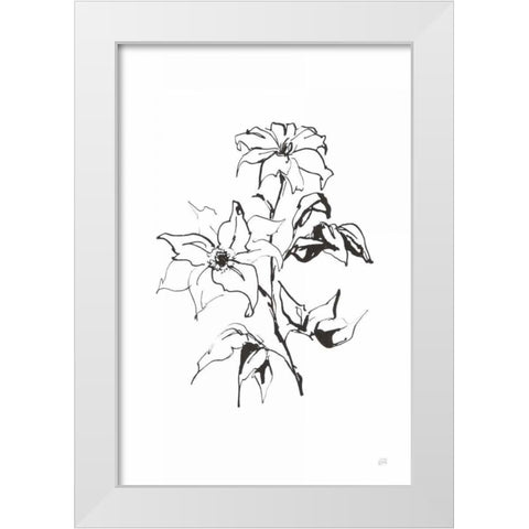 Line Clematis White Modern Wood Framed Art Print by Paschke, Chris