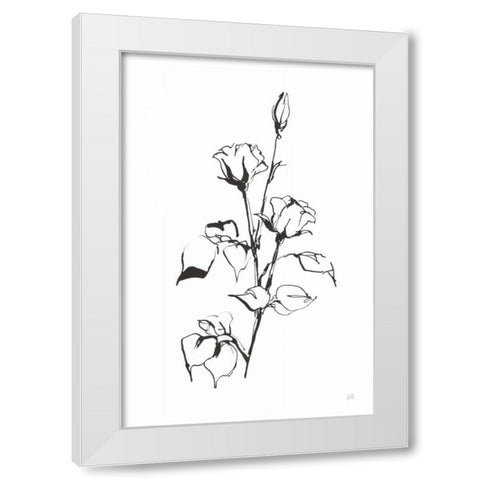 Line Rosebuds White Modern Wood Framed Art Print by Paschke, Chris