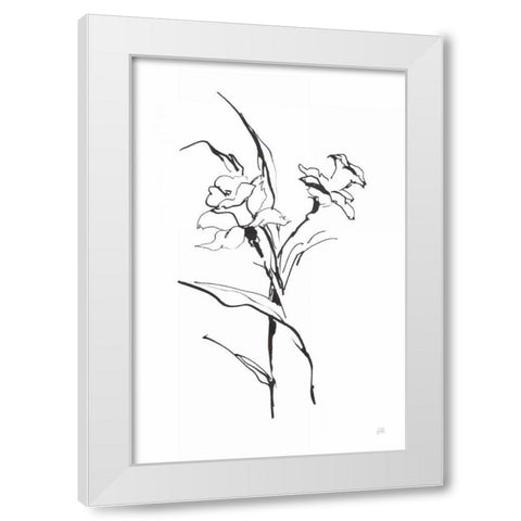 Line Daffodil White Modern Wood Framed Art Print by Paschke, Chris