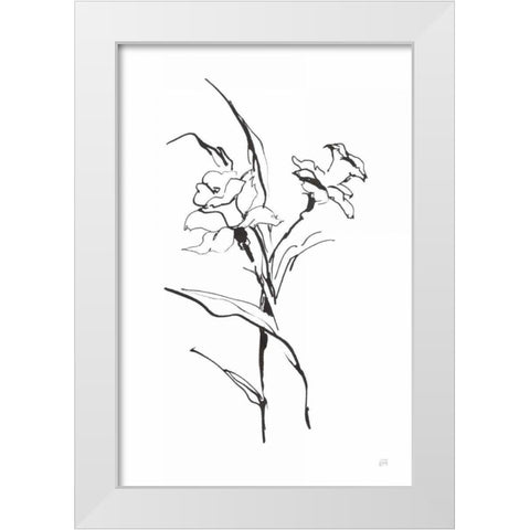 Line Daffodil White Modern Wood Framed Art Print by Paschke, Chris