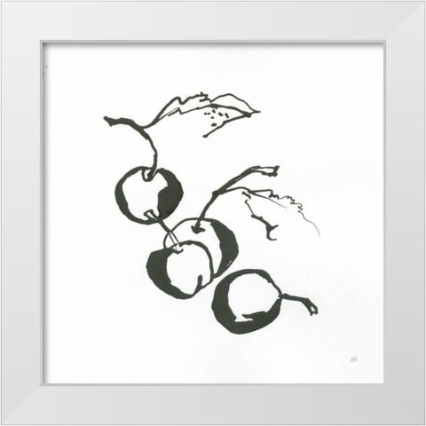 Cherries BW White Modern Wood Framed Art Print by Paschke, Chris