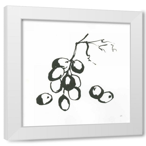 Grapes I BW White Modern Wood Framed Art Print by Paschke, Chris