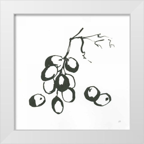 Grapes I BW White Modern Wood Framed Art Print by Paschke, Chris