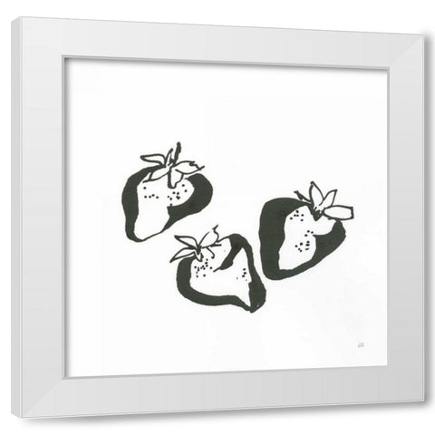 Strawberries BW White Modern Wood Framed Art Print by Paschke, Chris