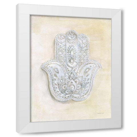 Spirit of Hamsa White Modern Wood Framed Art Print by Nai, Danhui