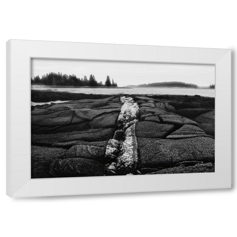 Fissures in Maine White Modern Wood Framed Art Print by Aledanda