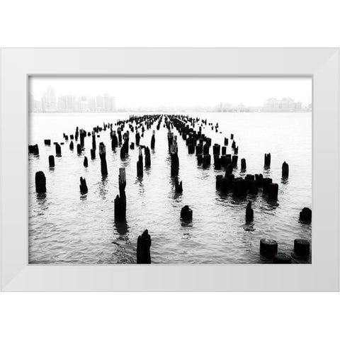 Memory Piers White Modern Wood Framed Art Print by Aledanda