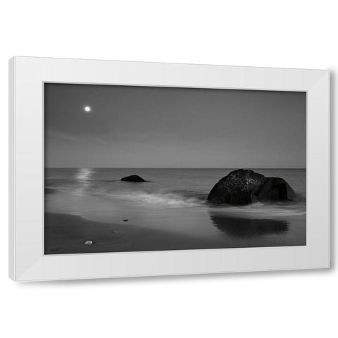 Summer Moon White Modern Wood Framed Art Print by Aledanda