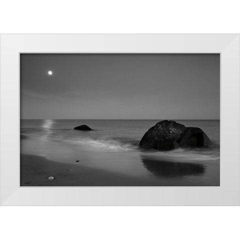 Summer Moon White Modern Wood Framed Art Print by Aledanda