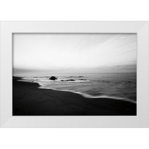 Tranquil Sands White Modern Wood Framed Art Print by Aledanda