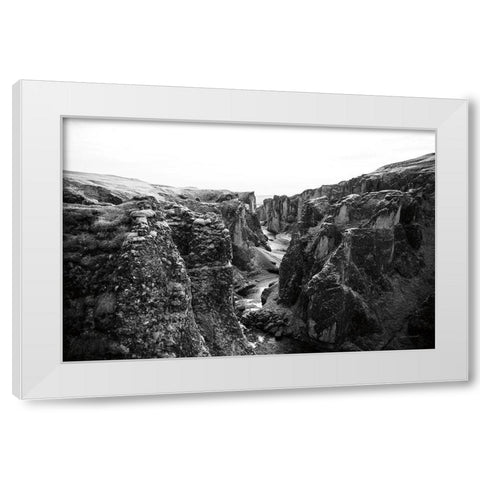 Fjadrargljufur White Modern Wood Framed Art Print by Marshall, Laura