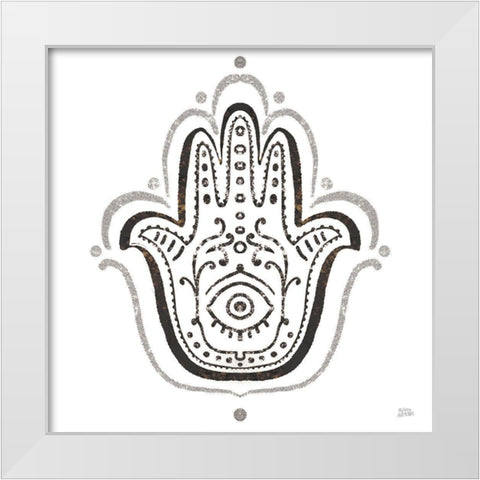 Hamsa Amulet in Black White Modern Wood Framed Art Print by Averinos, Melissa