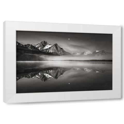 Moonset on McGown Peak White Modern Wood Framed Art Print by Majchrowicz, Alan