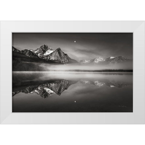 Moonset on McGown Peak White Modern Wood Framed Art Print by Majchrowicz, Alan