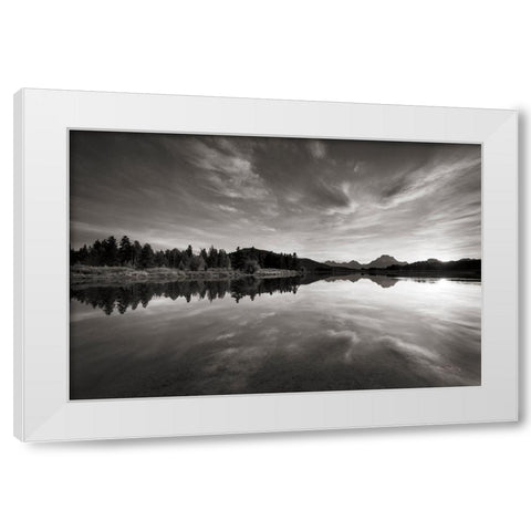 Oxbow Bend sunset Grand Teton National Park White Modern Wood Framed Art Print by Majchrowicz, Alan