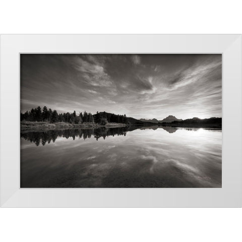 Oxbow Bend sunset Grand Teton National Park White Modern Wood Framed Art Print by Majchrowicz, Alan