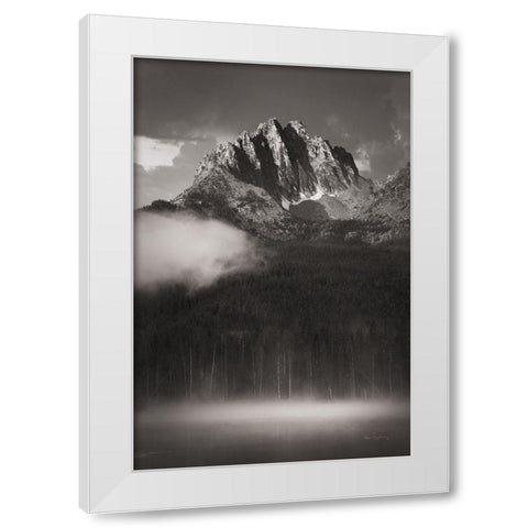 Little Redfish Lake Mist I White Modern Wood Framed Art Print by Majchrowicz, Alan