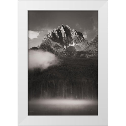 Little Redfish Lake Mist I White Modern Wood Framed Art Print by Majchrowicz, Alan