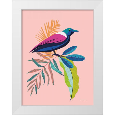 Exotic Birds I White Modern Wood Framed Art Print by Escalante, Omar