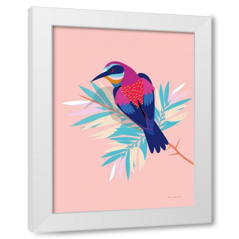 Exotic Birds II White Modern Wood Framed Art Print by Escalante, Omar
