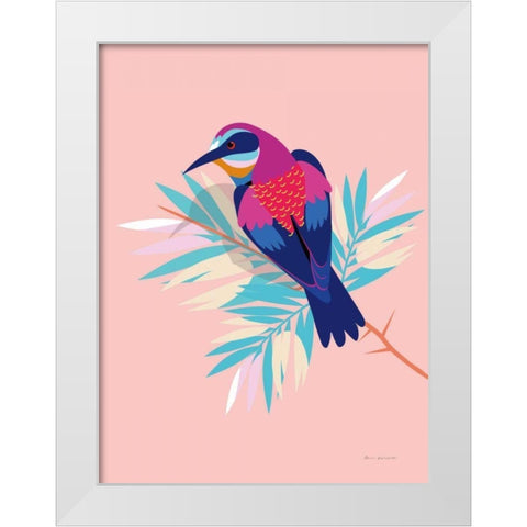 Exotic Birds II White Modern Wood Framed Art Print by Escalante, Omar