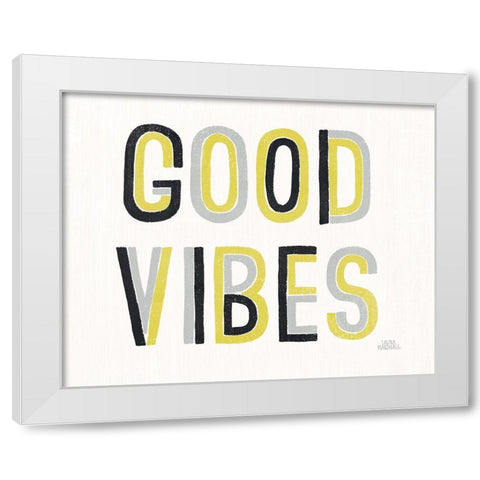Retro Words I Yellow Black Crop White Modern Wood Framed Art Print by Marshall, Laura